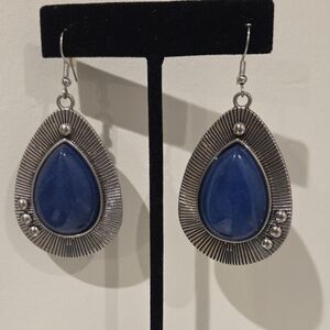 Elegant Blue Teardrop Earrings